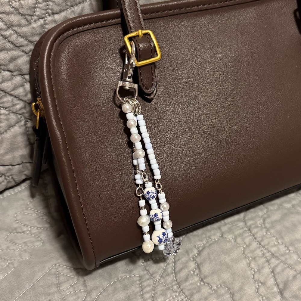 Boho Beaded Blue Bag Charm Purse Charm